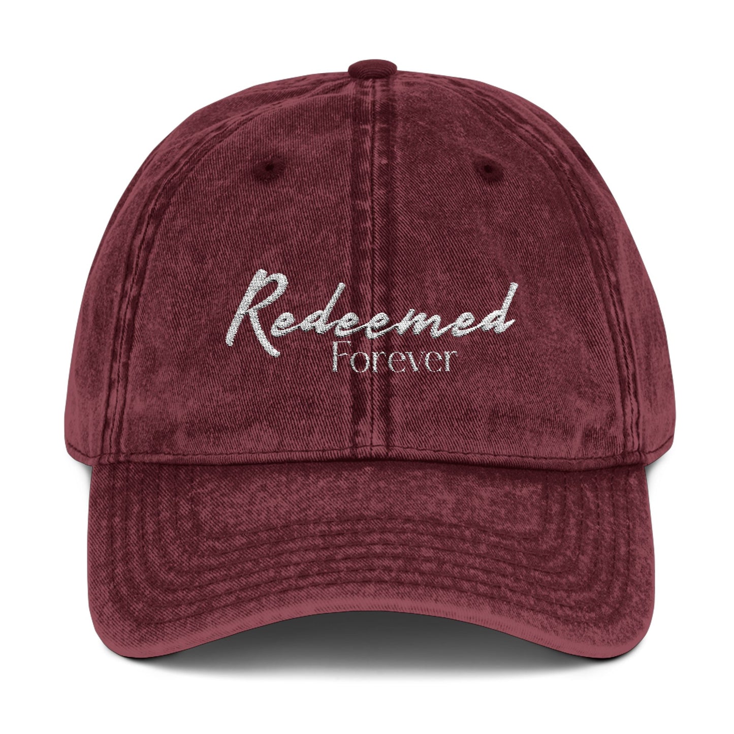 Vintage Embroidered Cap - 'Redeemed Forever' Casual Hat