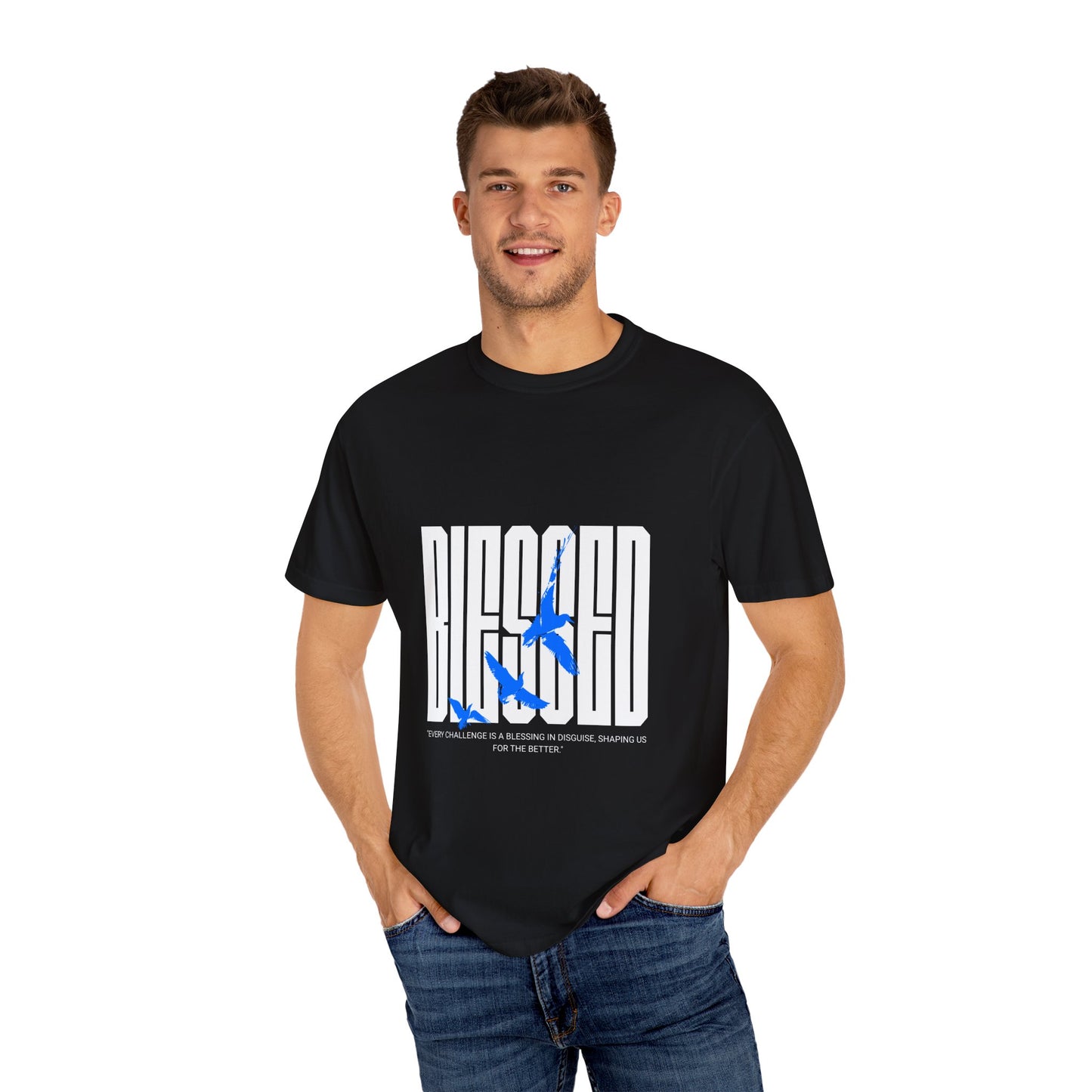 Blessed Unisex Garment-Dyed T-Shirt - Inspirational Quote Tee for Everyday Comfort