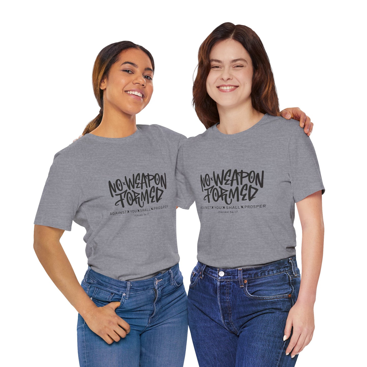 Inspirational Quote Tee - "No Weapon Formed Against You Shall Prosper" Unisex Jersey Short Sleeve T-Shirt