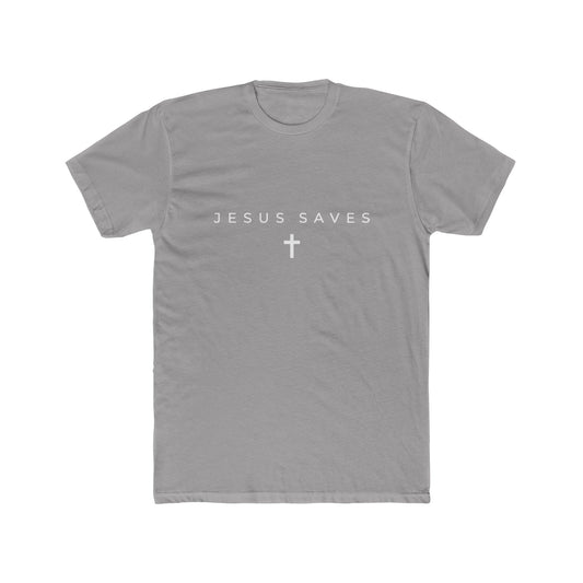 - 'Jesus Saves' Unisex Cotton Crew Tee