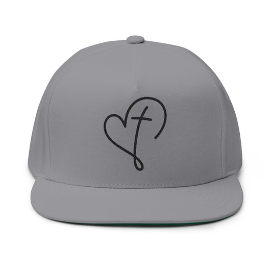 Embroidered Flat Bill Cap - Faith & Love Design