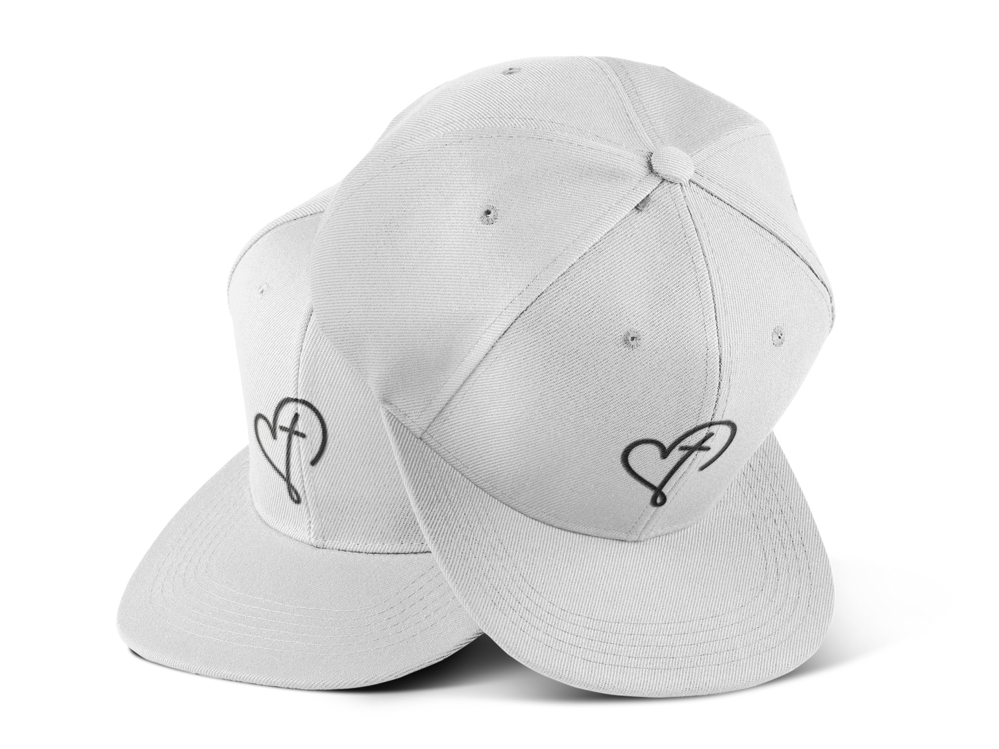 Embroidered Flat Bill Cap - Faith & Love Design