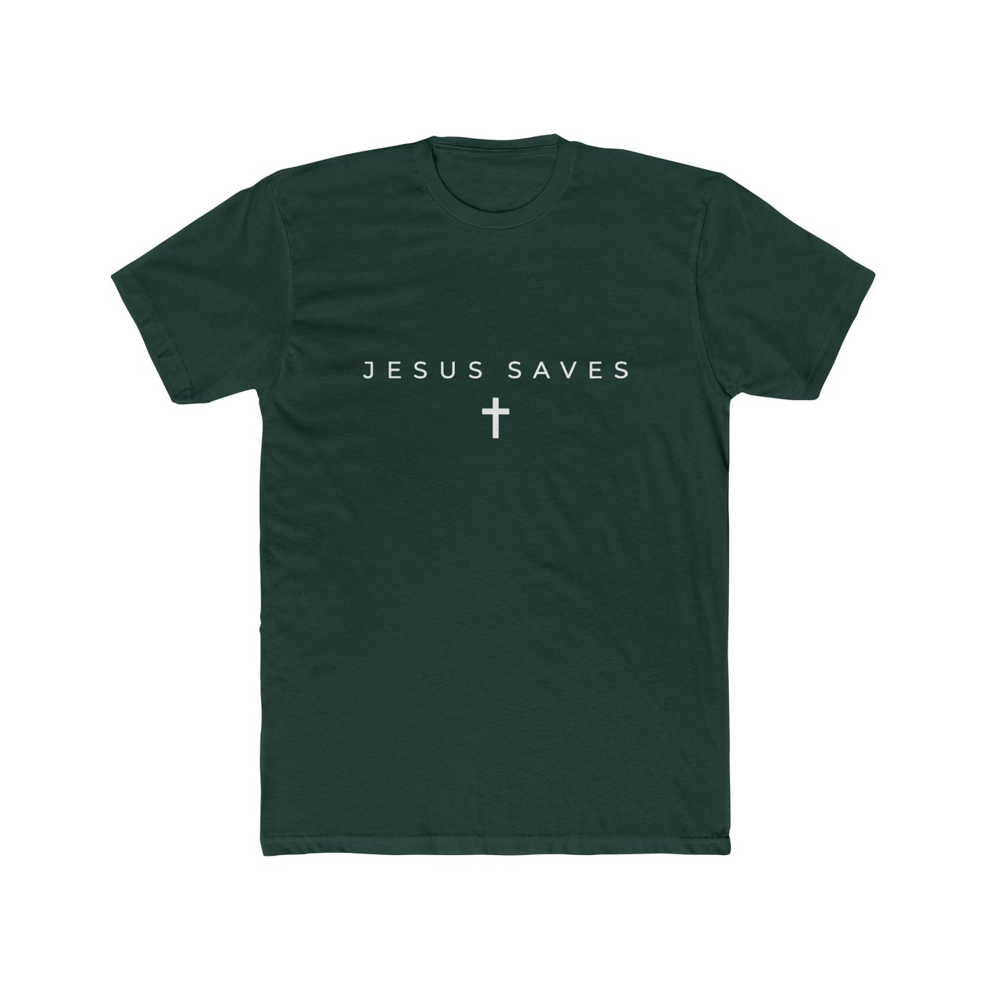 - 'Jesus Saves' Unisex Cotton Crew Tee