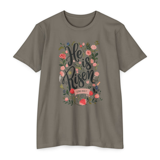 Floral Easter T-Shirt - "He is Risen" Unisex T-shirt
