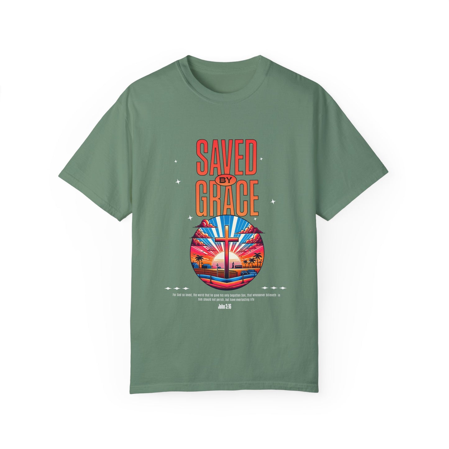 Saved by Grace Unisex Garment-Dyed T-shirt - Inspirational Faith Tee