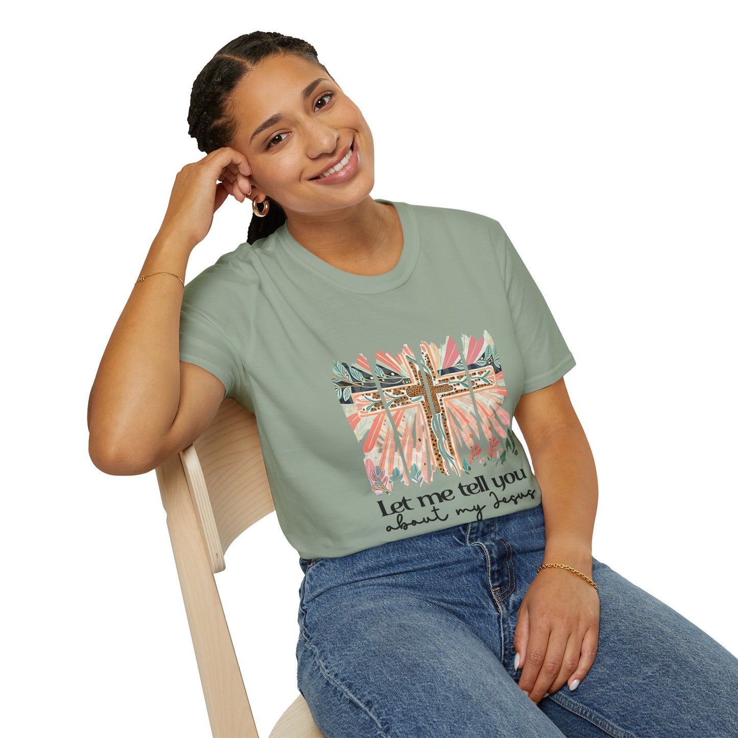 Let Me Tell You About My Jesus Unisex Softstyle T-Shirt - Faith-Inspired Apparel
