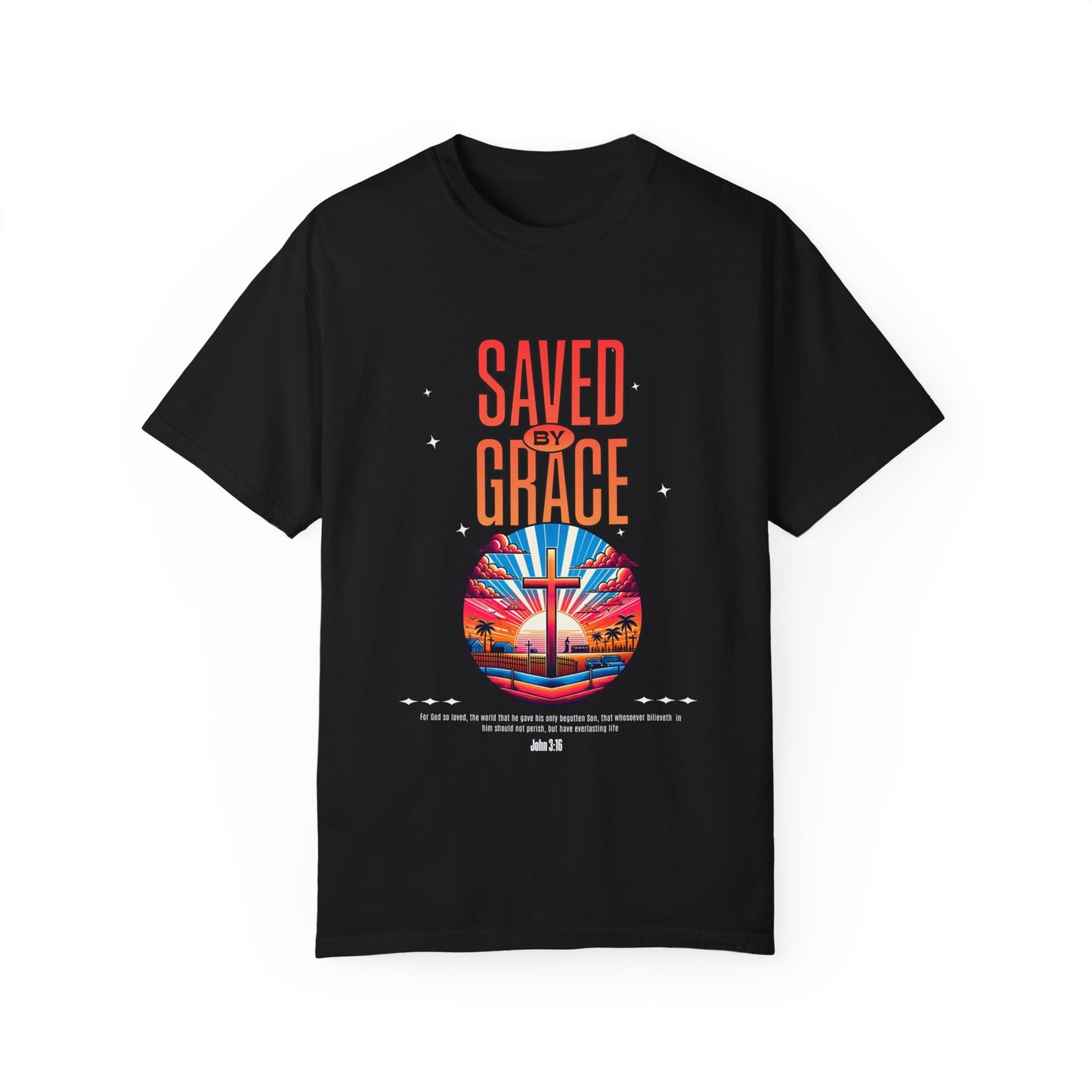 Saved by Grace Unisex Garment-Dyed T-shirt - Inspirational Faith Tee
