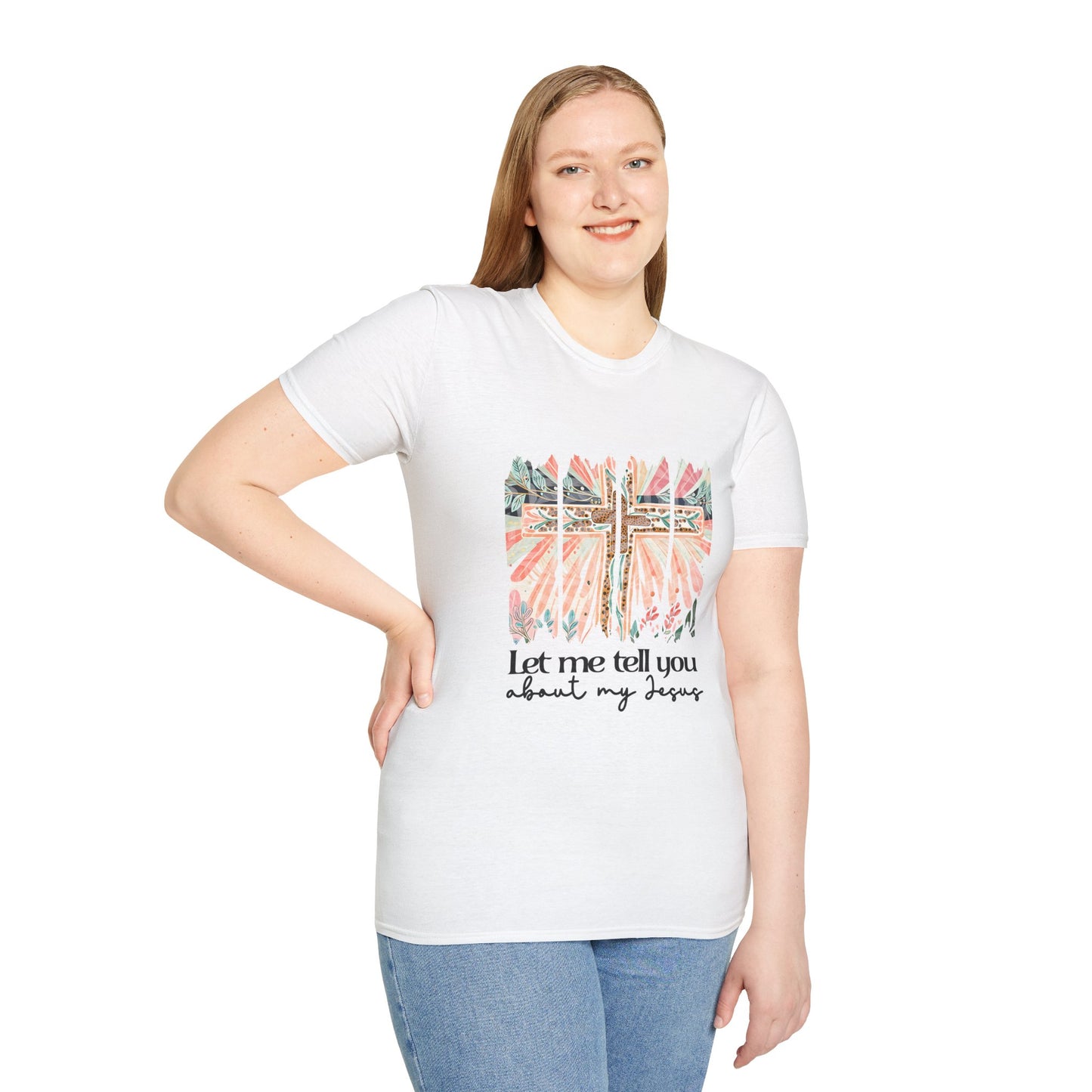 Let Me Tell You About My Jesus Unisex Softstyle T-Shirt - Faith-Inspired Apparel