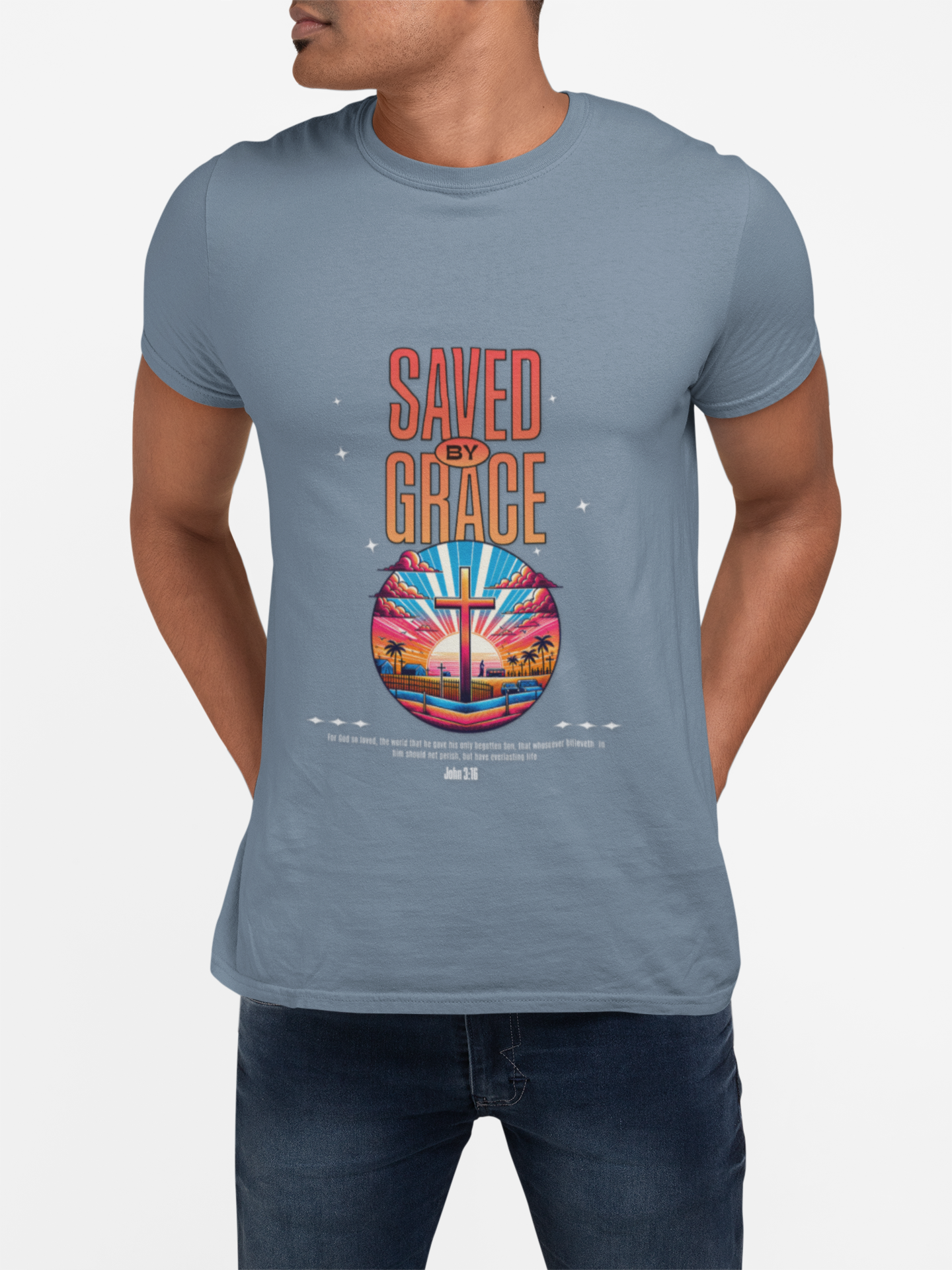 Saved by Grace Unisex Garment-Dyed T-shirt - Inspirational Faith Tee
