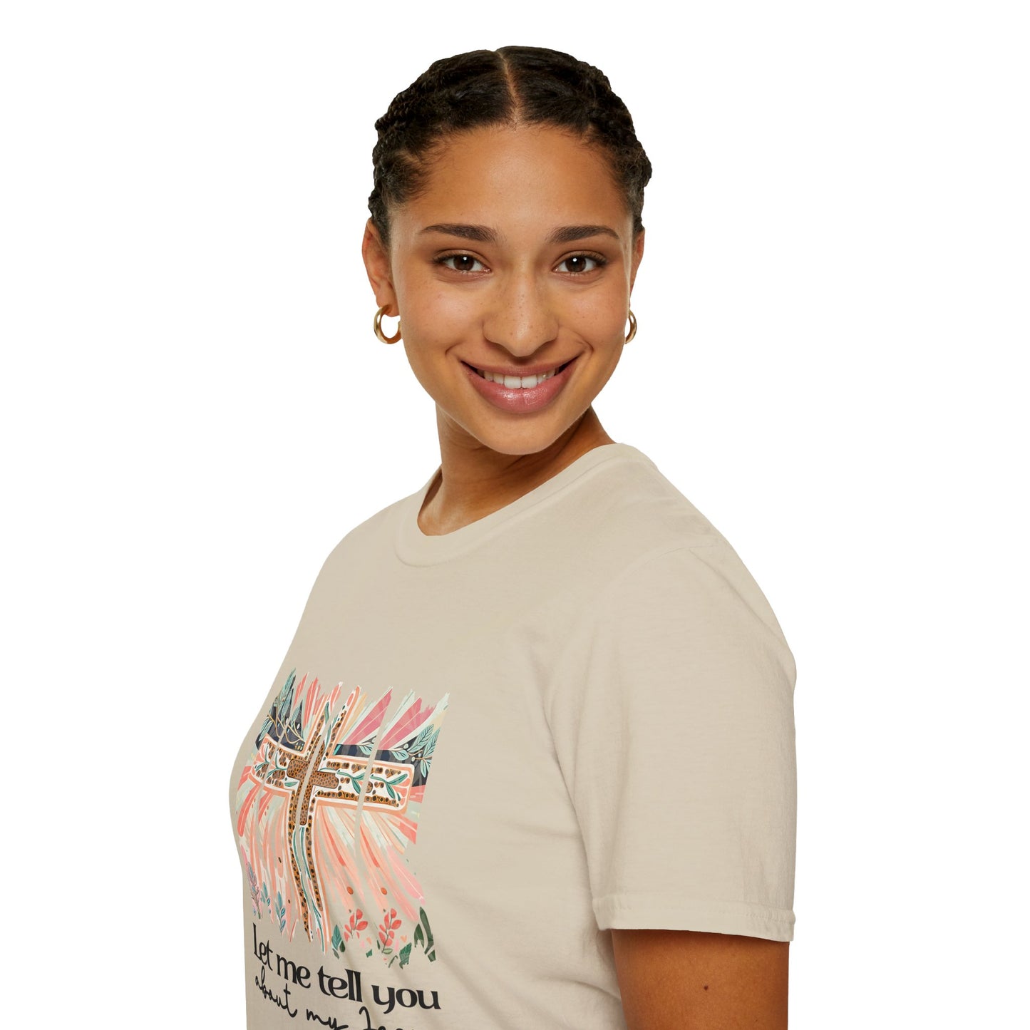 Let Me Tell You About My Jesus Unisex Softstyle T-Shirt - Faith-Inspired Apparel