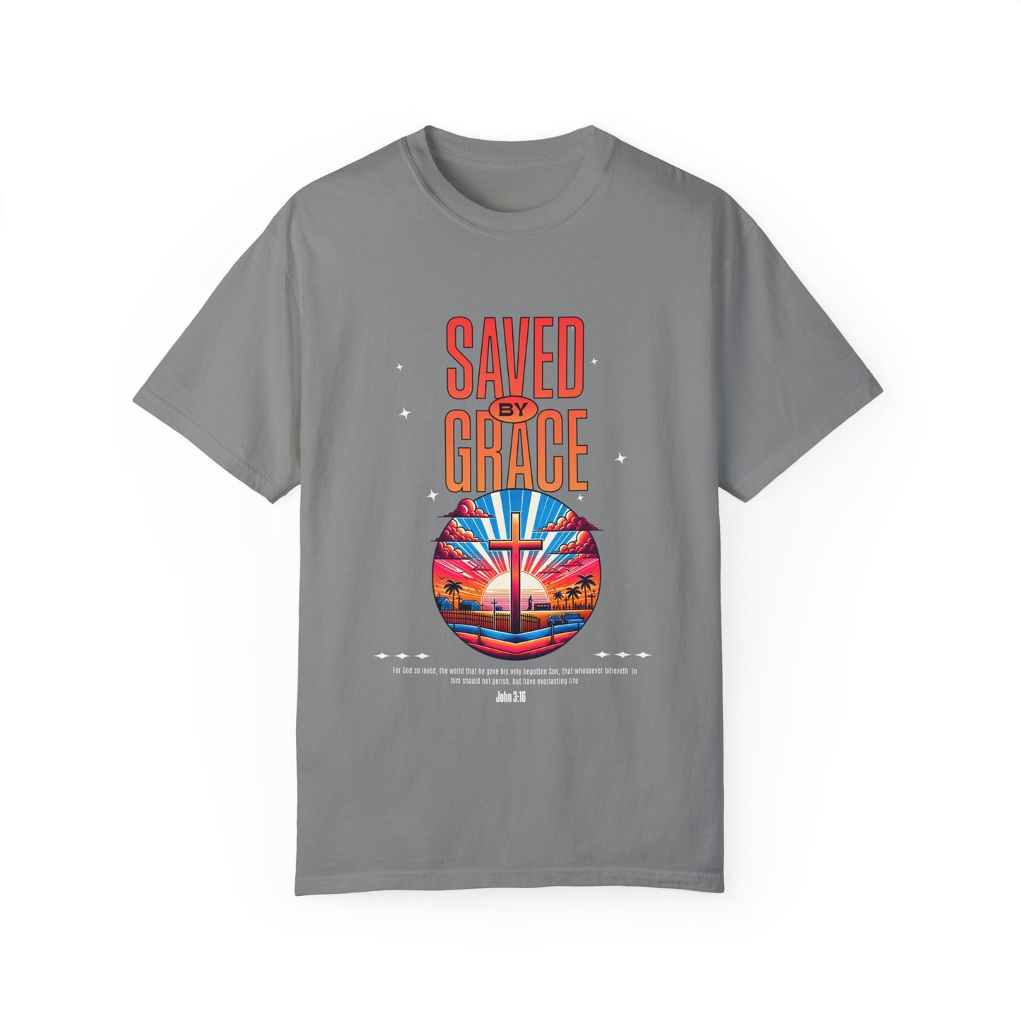 Saved by Grace Unisex Garment-Dyed T-shirt - Inspirational Faith Tee